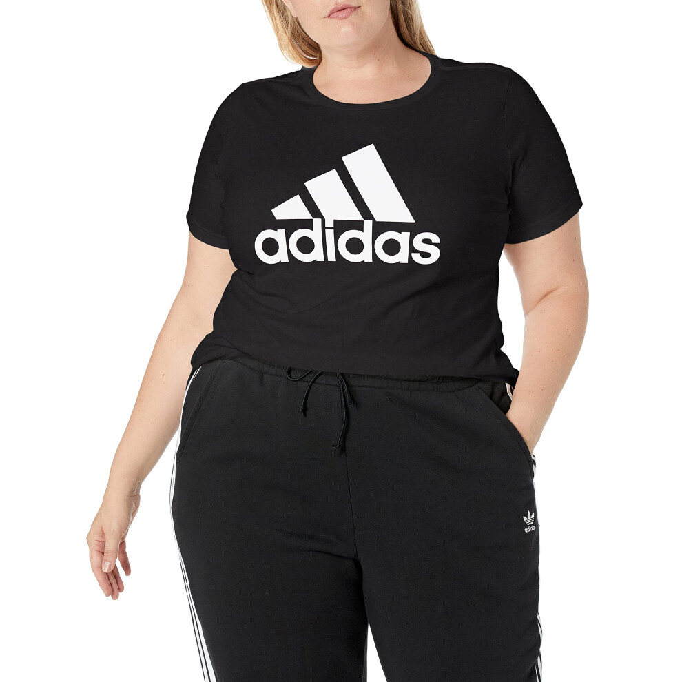 adidas womens Essentials Regular T-shirt Black/White 2X