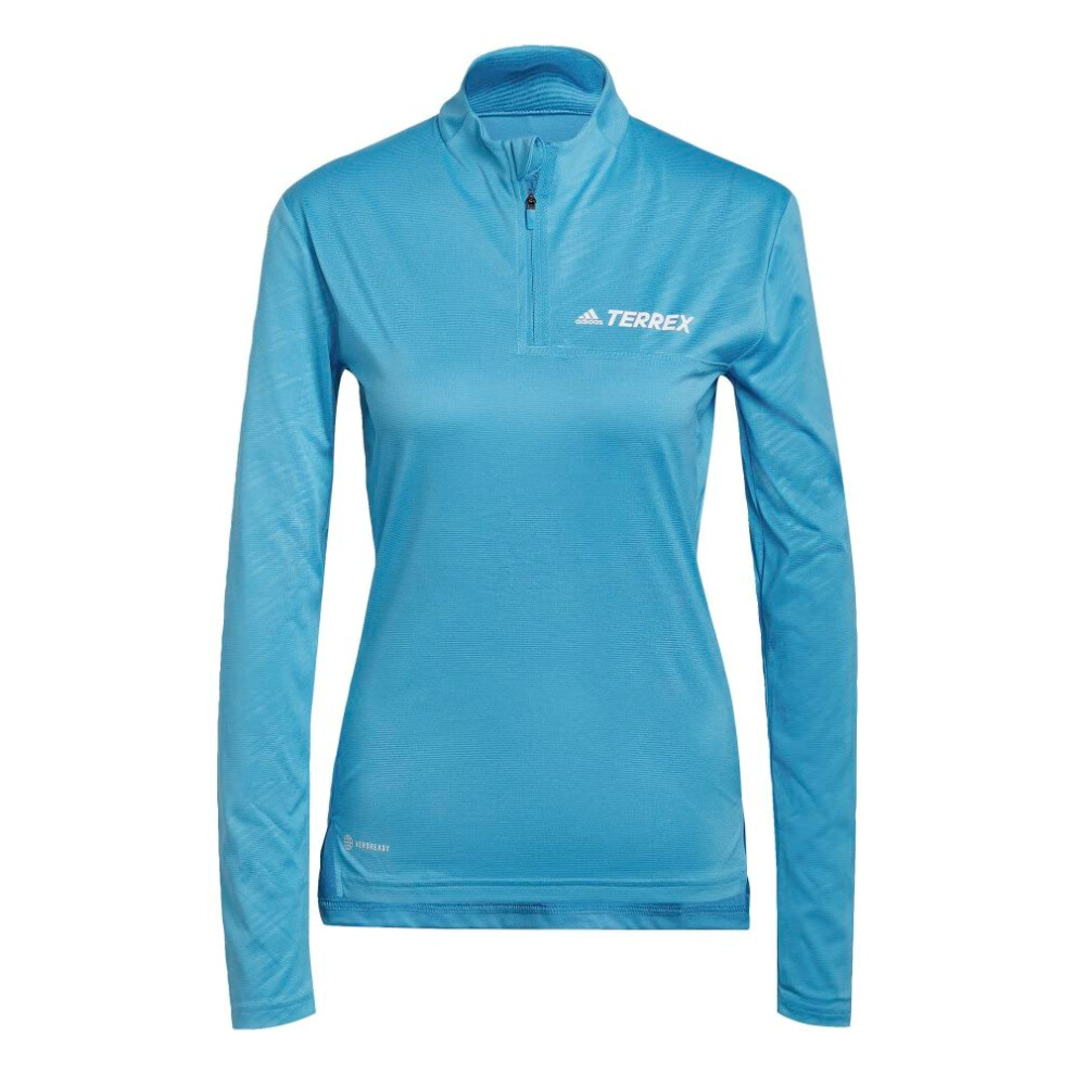 adidas Women's Terrex Multi Half Zip Long Sleeve  Sky Rush  X-Small