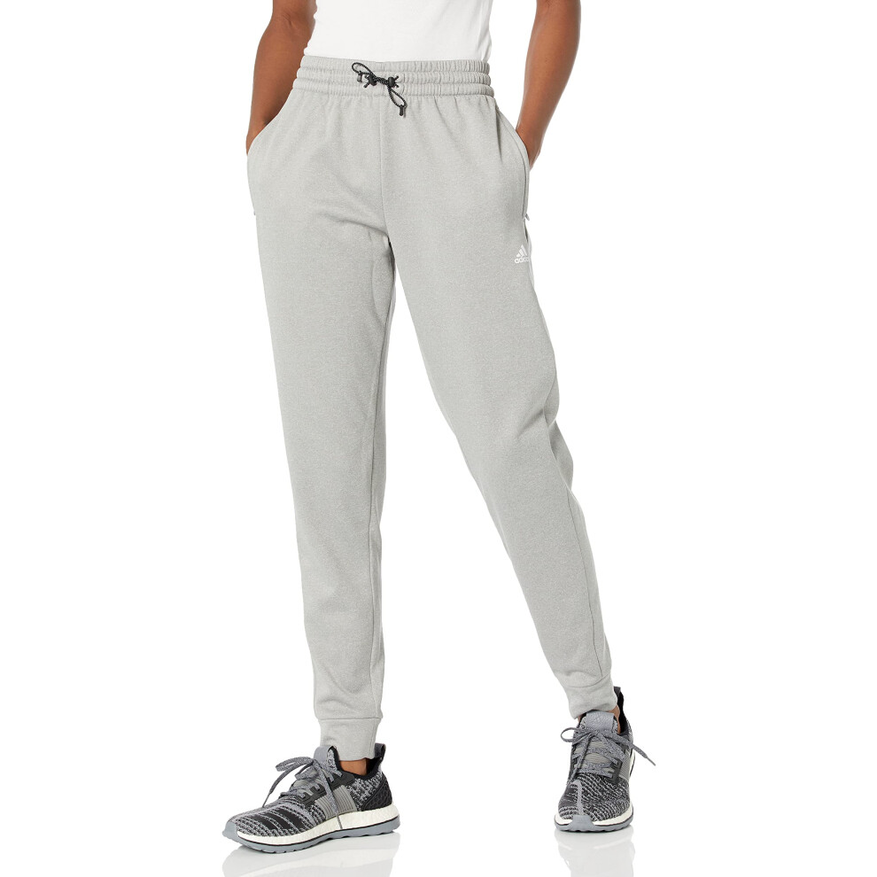 adidas Women's AEROREADY Regular Tapered Pants  Medium Grey/White  Lar