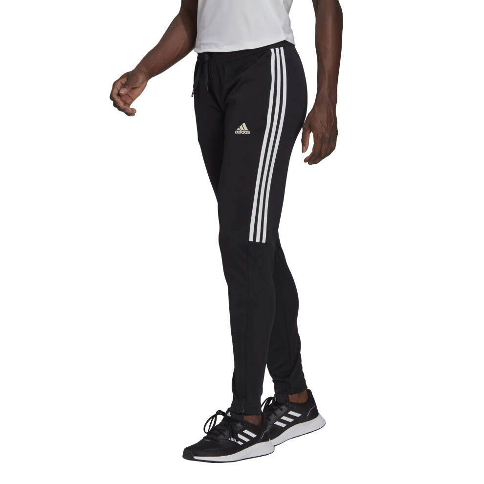 adidas Women's Aeroready Sereno Slim Tapered-Cut 3-Stripes Pants  Blac