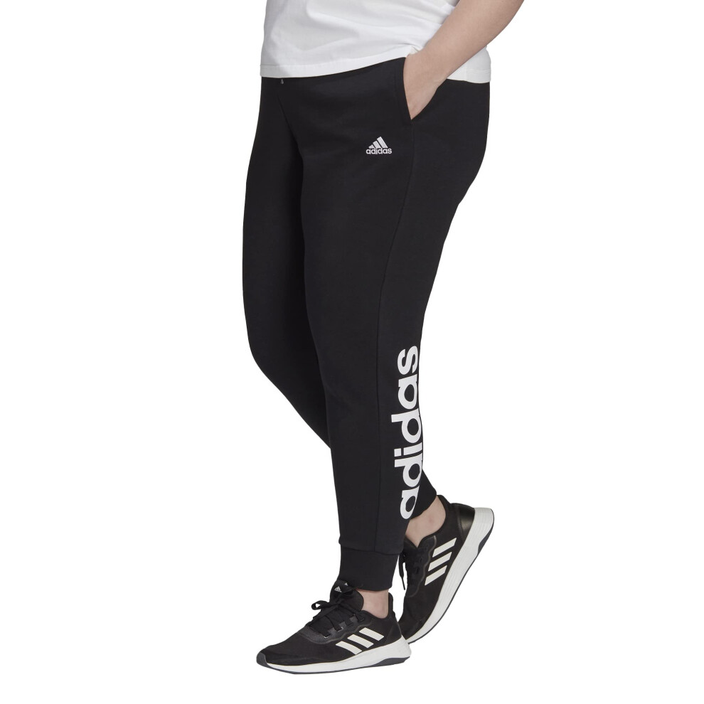 adidas Women's Plus Size French Terry Pants  Black/White  3X