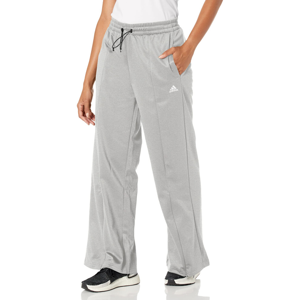 adidas Women's AEROREADY Wide-Leg High-Rise Pants  Medium Grey Heather