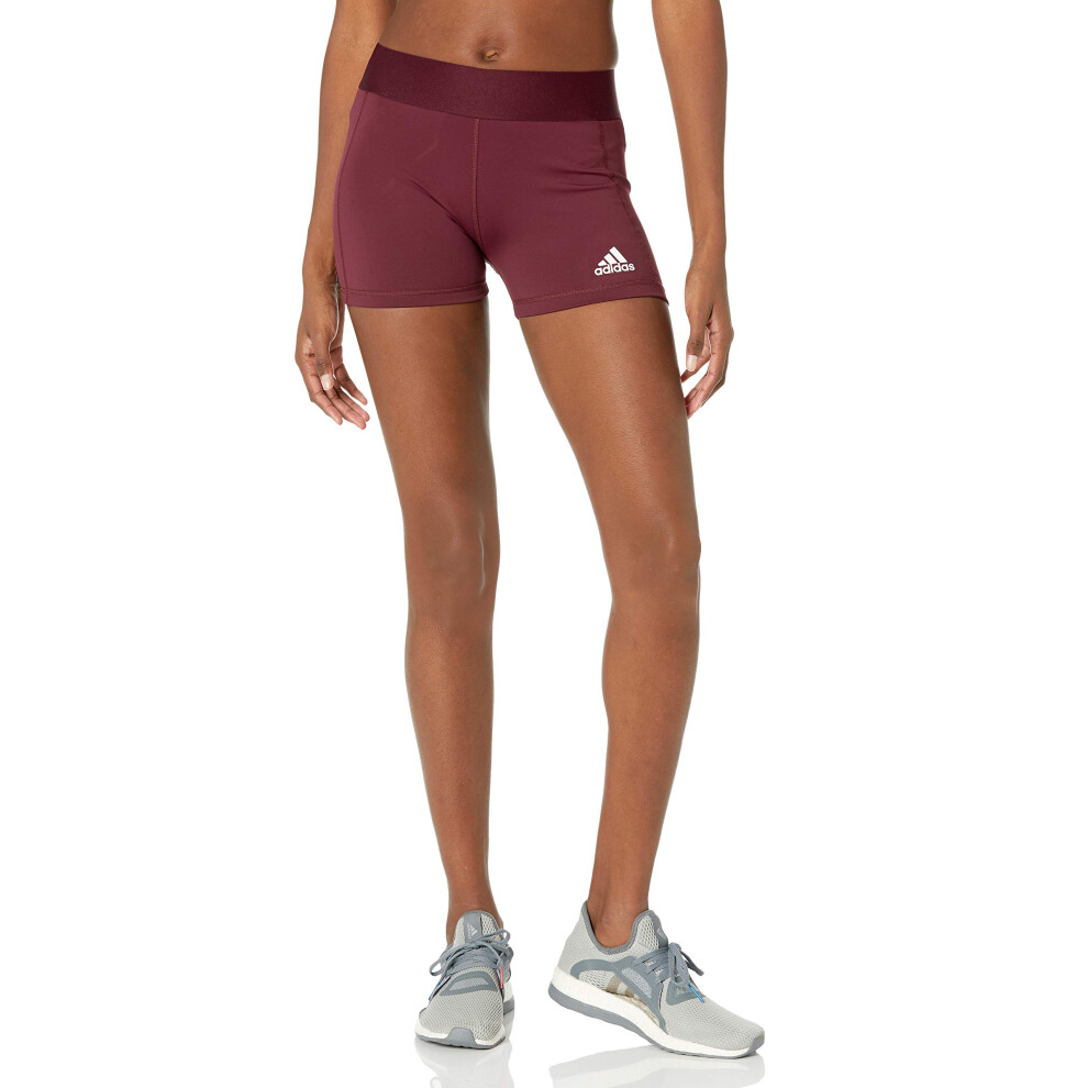 adidas Women's Alphaskin Volleyball 4-Inch Short Tights Team Maroon/Wh