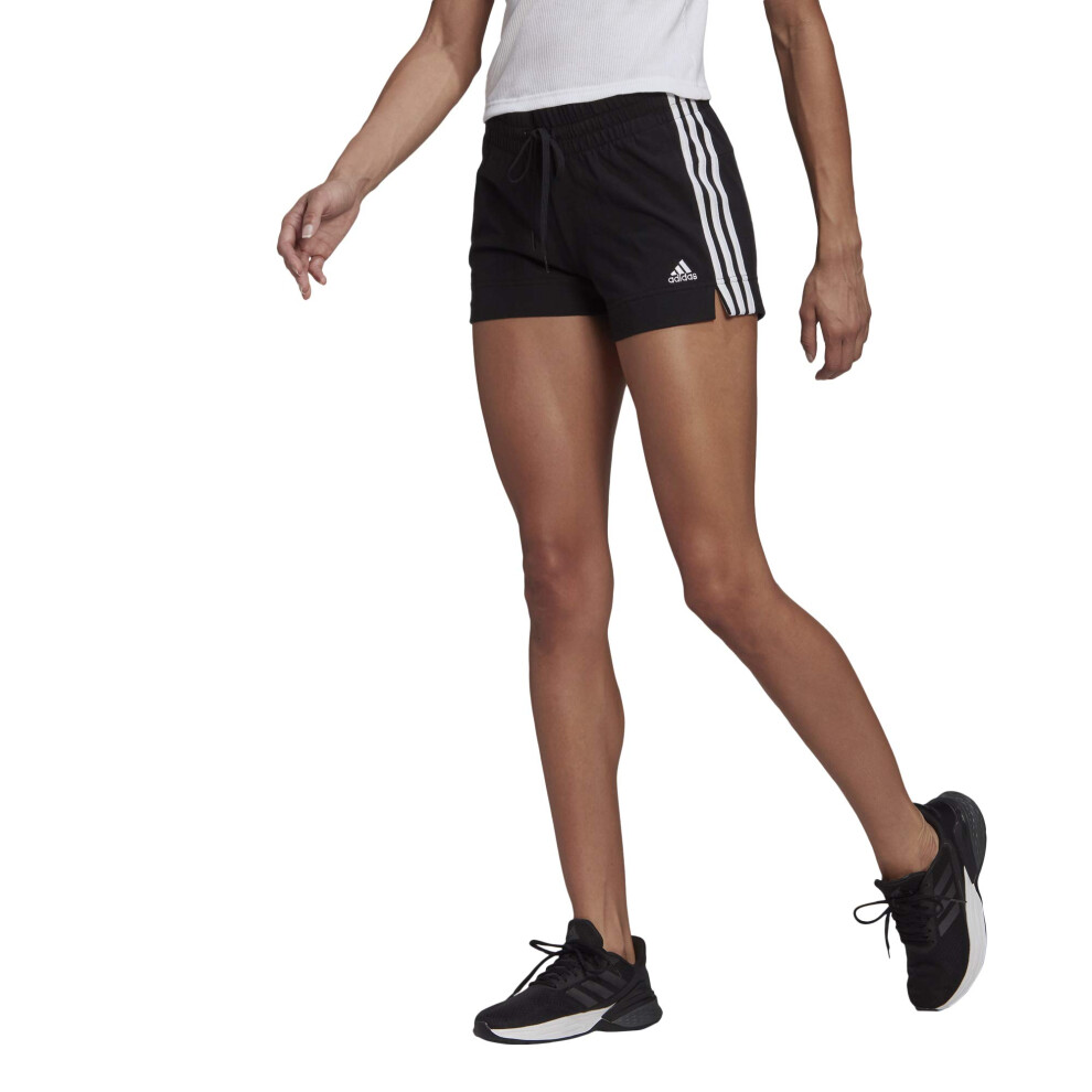 adidas Women's Essentials Slim 3-Stripes Shorts  Black/White  X-Small