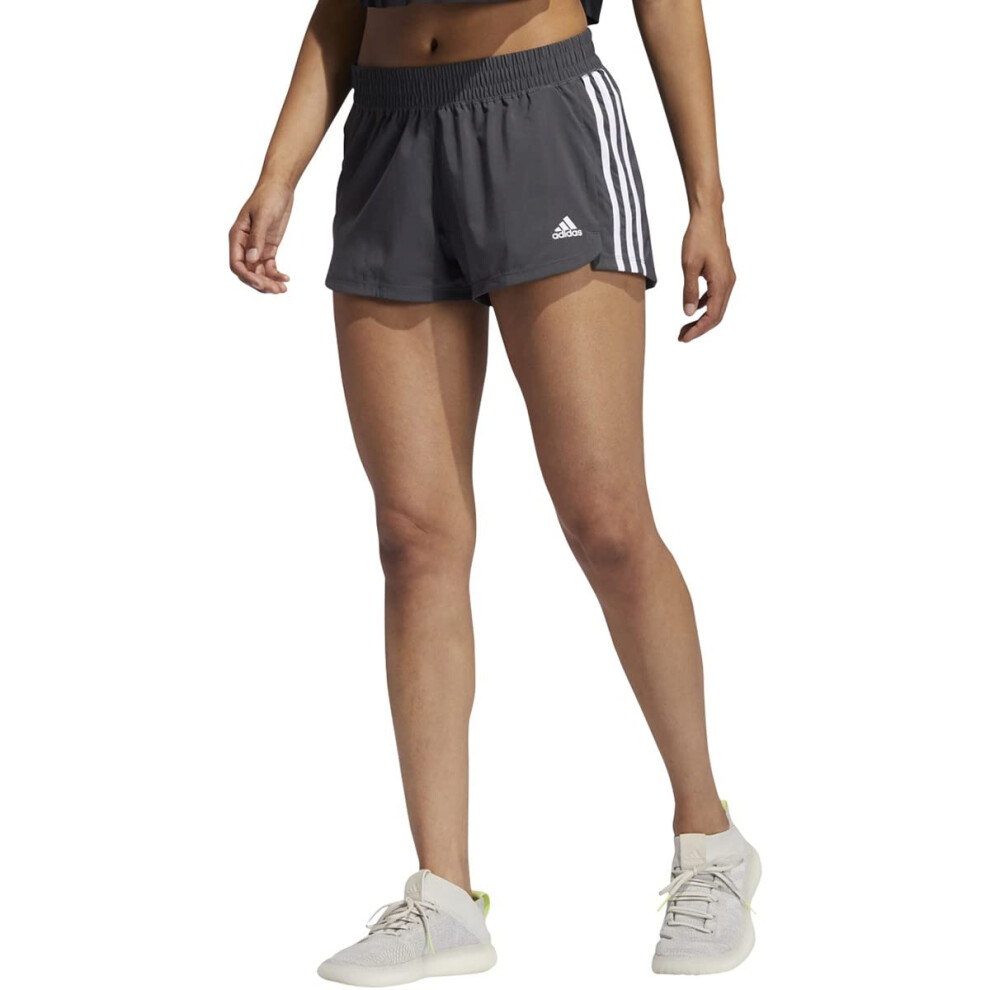 adidas womens Pacer 3-Stripes Woven Shorts Grey/Black Small