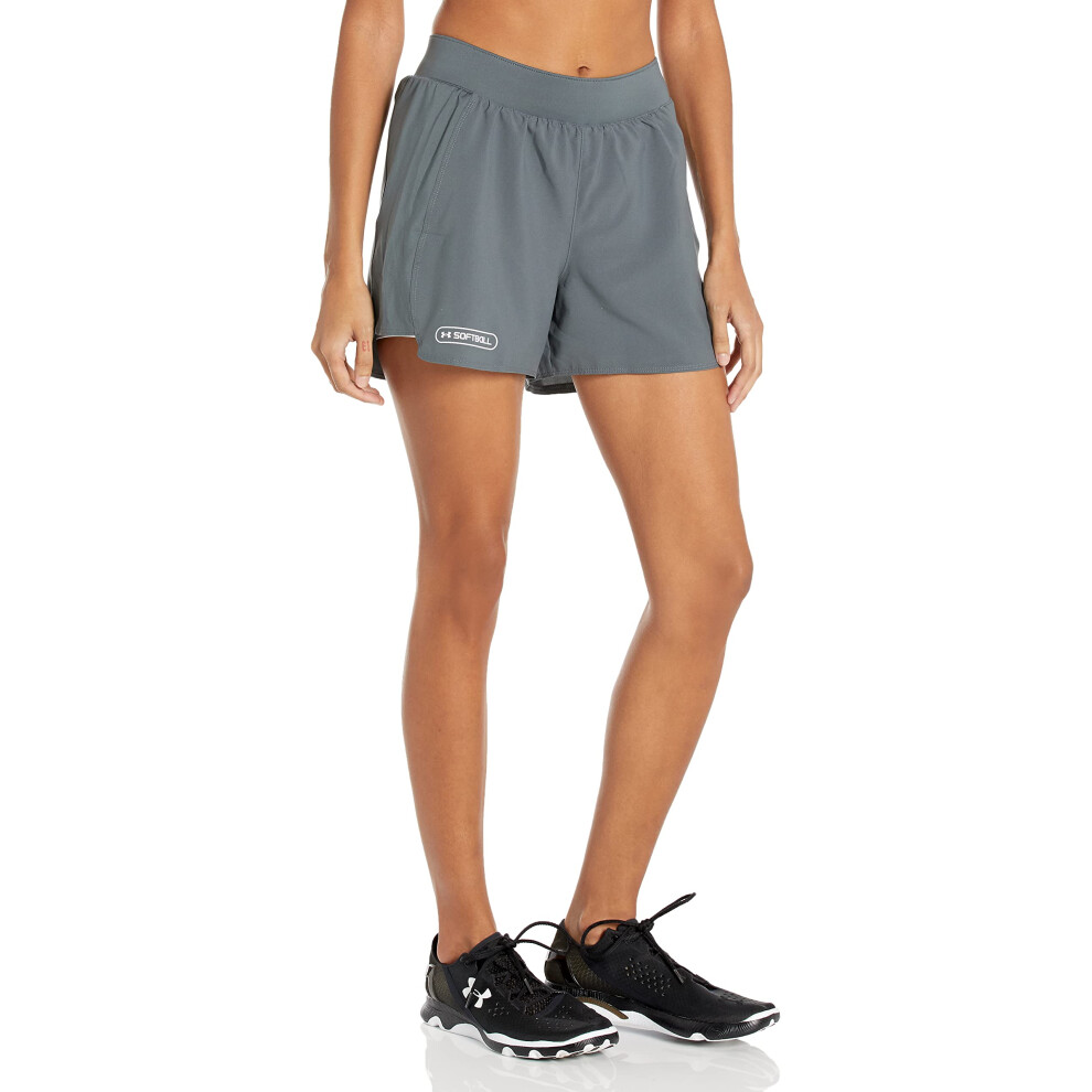 Under Armour Women's 2n1 Softball Short 22  (012) Pitch Gray / / White