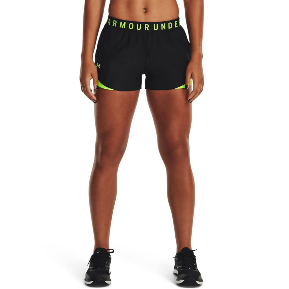 Under Armour Womens Play Up 3.0 Shorts  (051) Black/Lime Surge/Lime Su