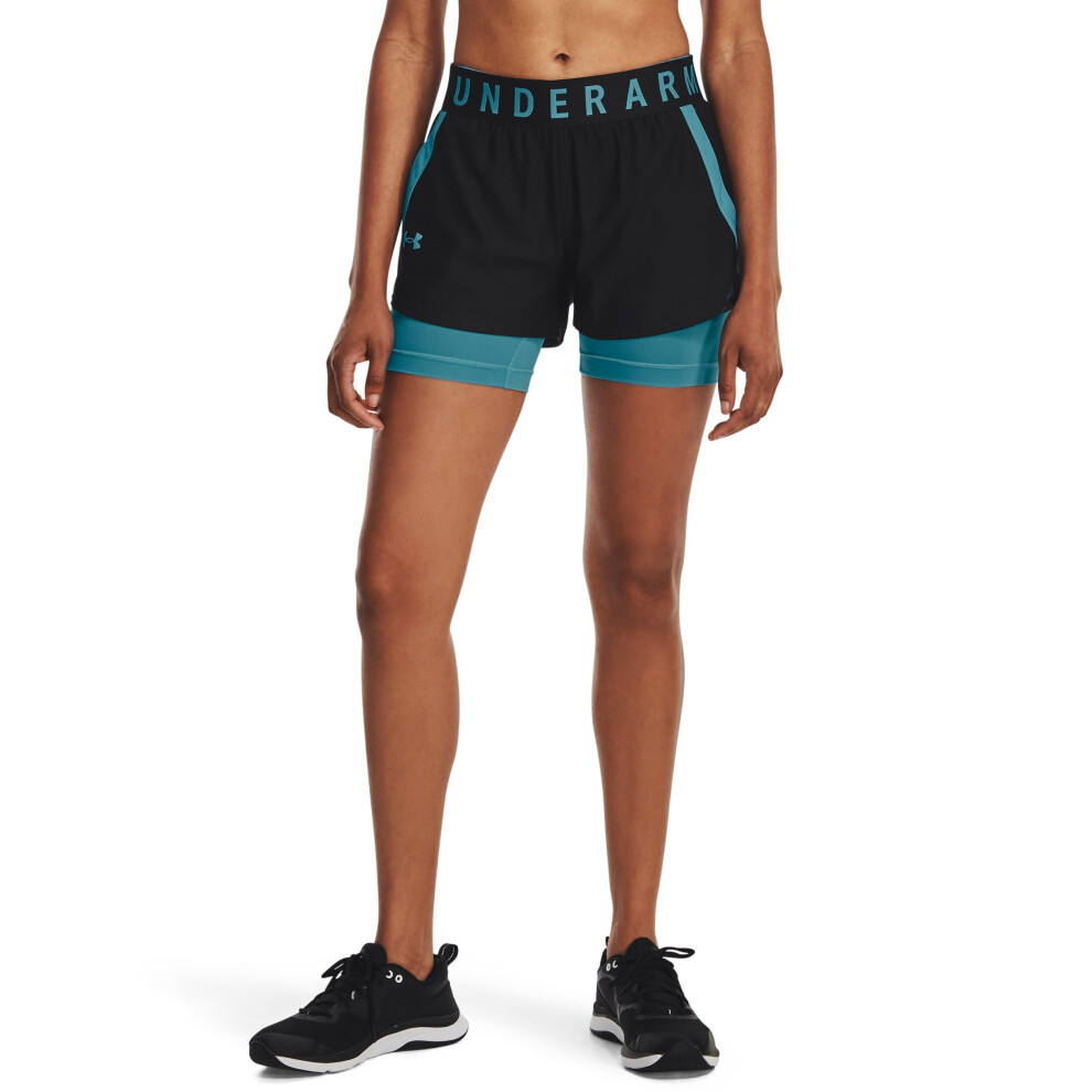 Under Armour Womens Play Up 2-in-1 Shorts  (008) Black/Glacier Blue/Gl