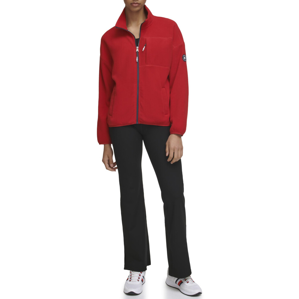 Tommy Hilfiger Women's Soft Polar Fleece Full Zip  Rich Red