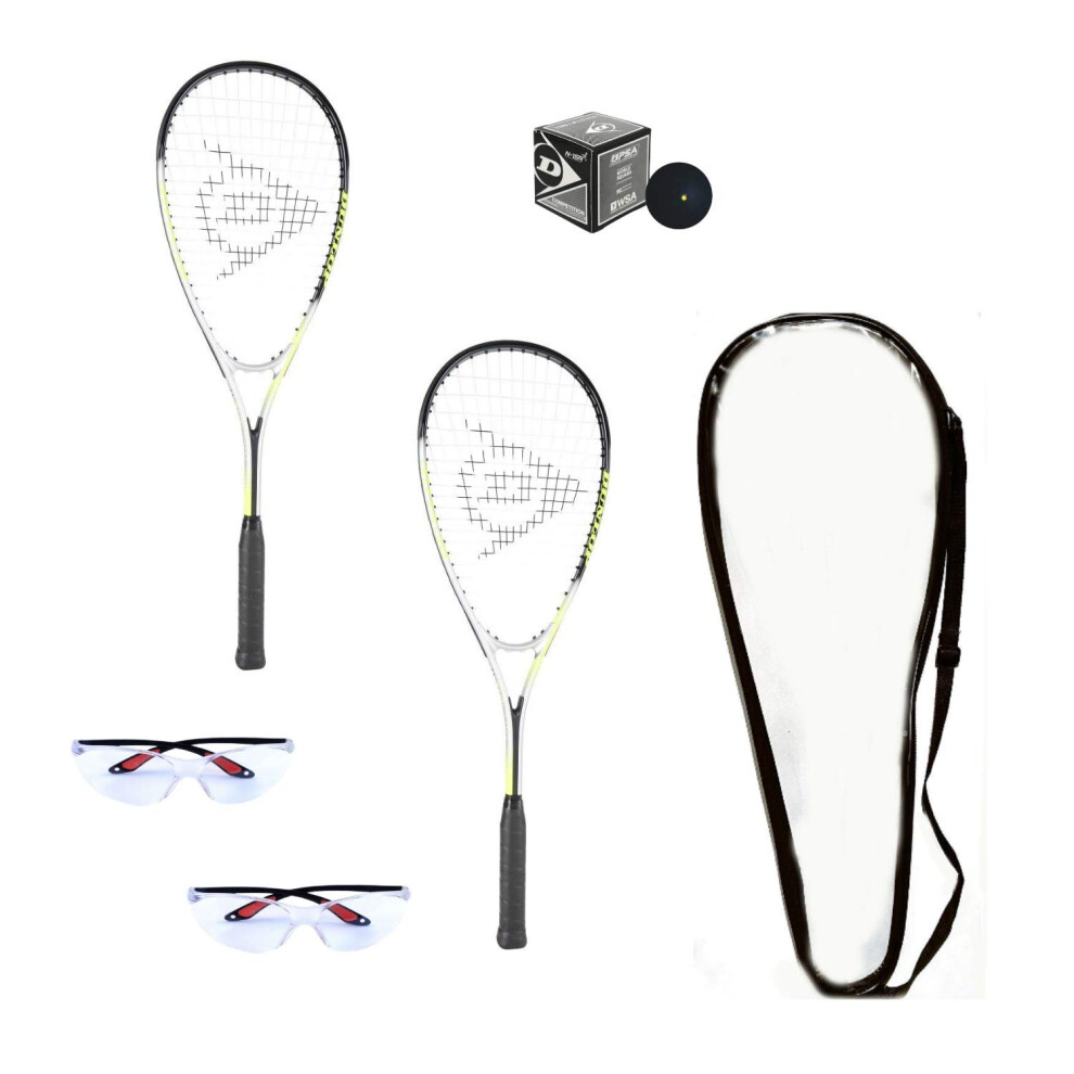 Dunlop Sports Beginner Squash Racquet Set (Includes 2 Racquets  2 Eyeg