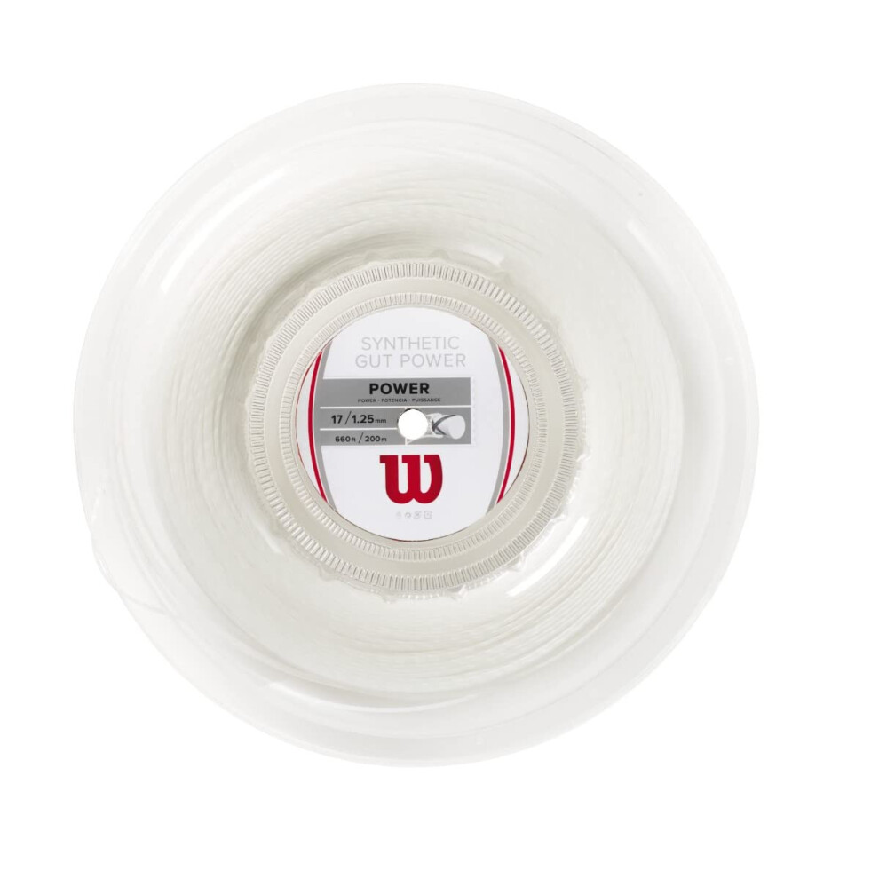 Wilson Synthetic Gut Power 17 Tennis String - 200m Reel  White