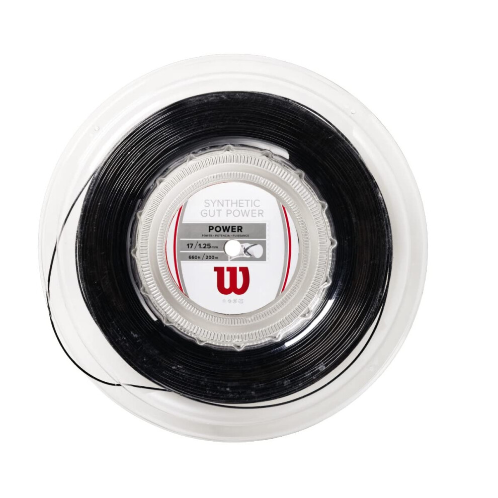 Wilson Synthetic Gut Power 17 Tennis String - 200m Reel  Black