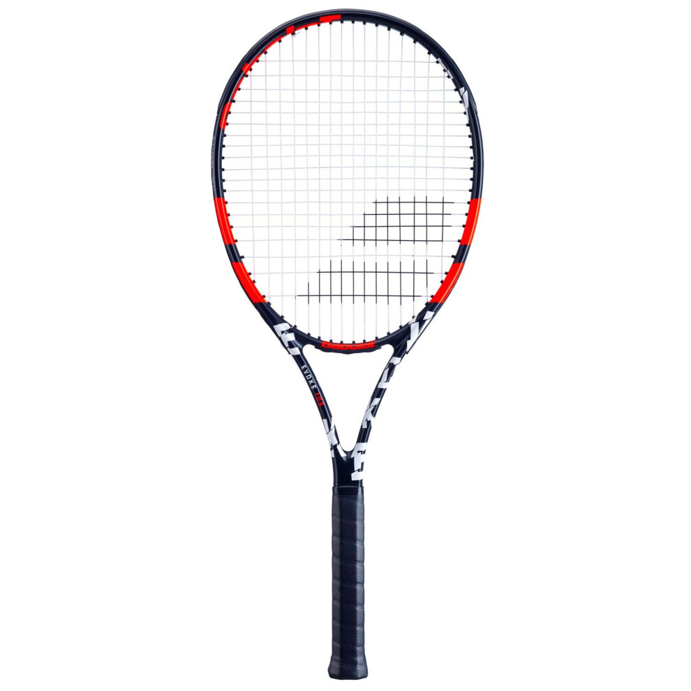 Babolat Evoke 105 Strung Tennis Racquet  Black/Orange (4 1/4"" Grip)