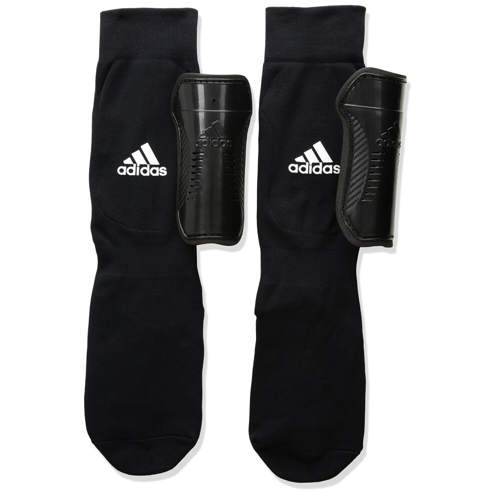 adidas Unisex-Child Performance Youth Sock Shin Guards  Black/White  L