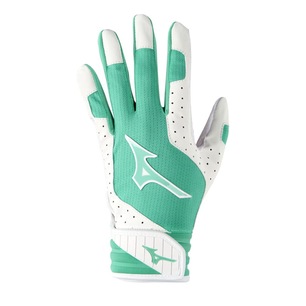 Mizuno Finch Women's Softball Padded Batting Glove  White-Mint  X-Larg