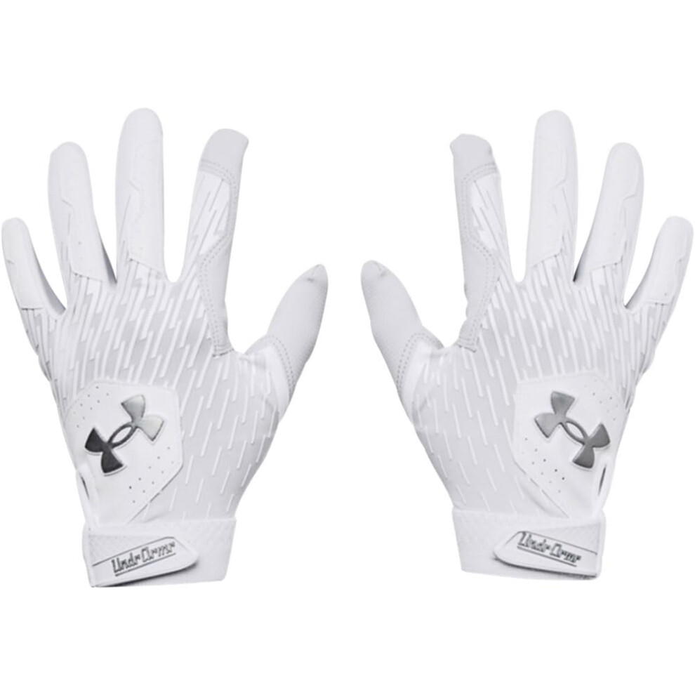 Under Armour Men's Clean Up Baseball Gloves  (100) White/Metallic Silv