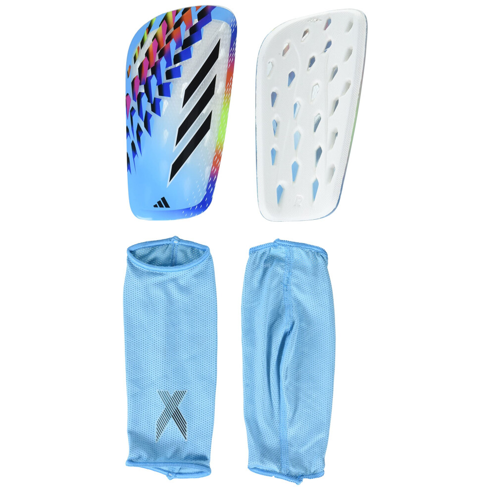 adidas Unisex-Adult X League Shin Guards  White/Bright Cyan/Black  Med