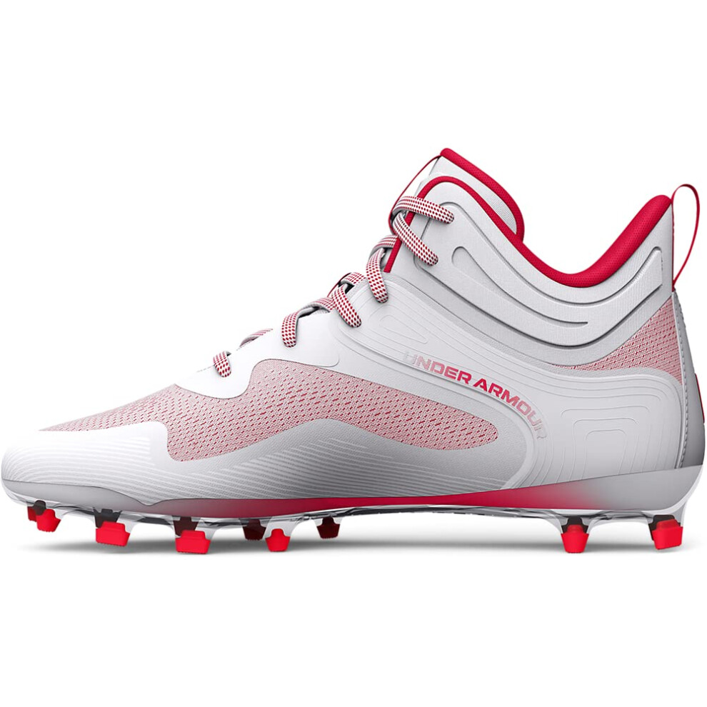 Under Armour Men's Command Mid Lacrosse MT TPU Cleat  (101) White/Red/