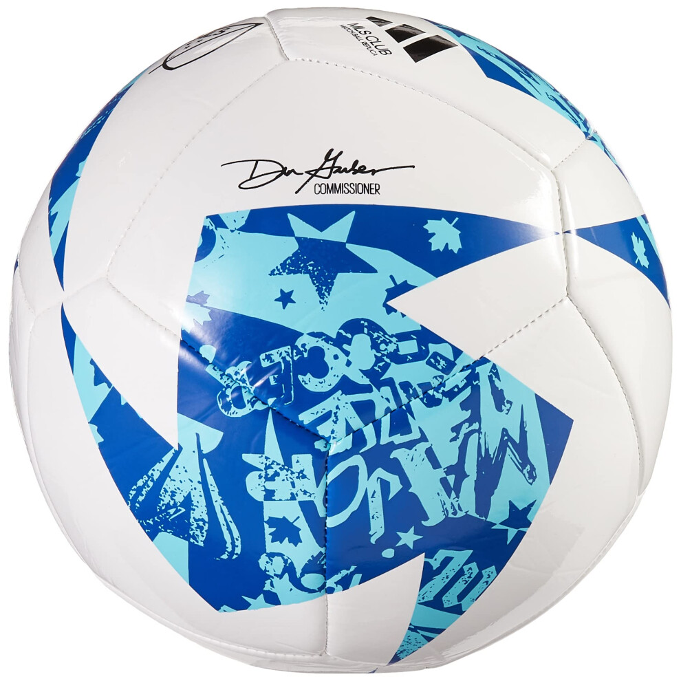 adidas MLS Club Soccer Ball  White/Blue/Bright Cyan  5