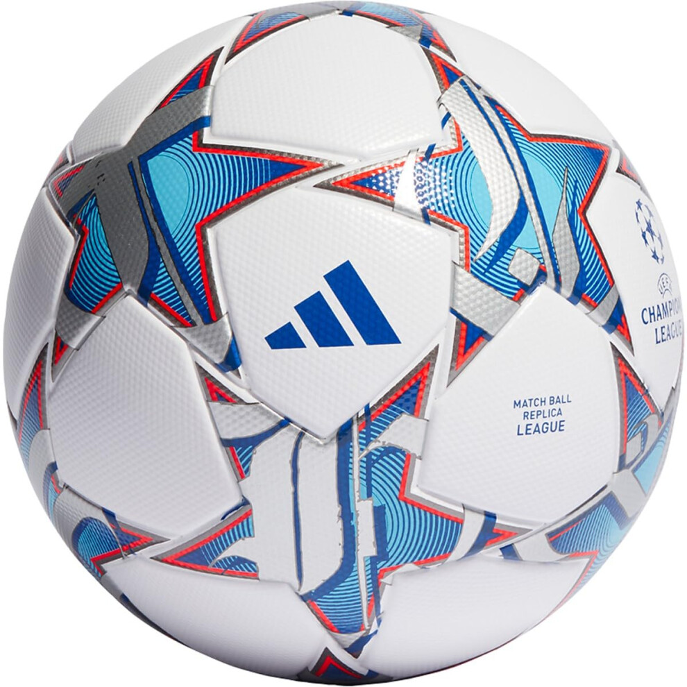 adidas UCL League Soccer Ball White/Silver Metallic/Bright Cyan/Shock