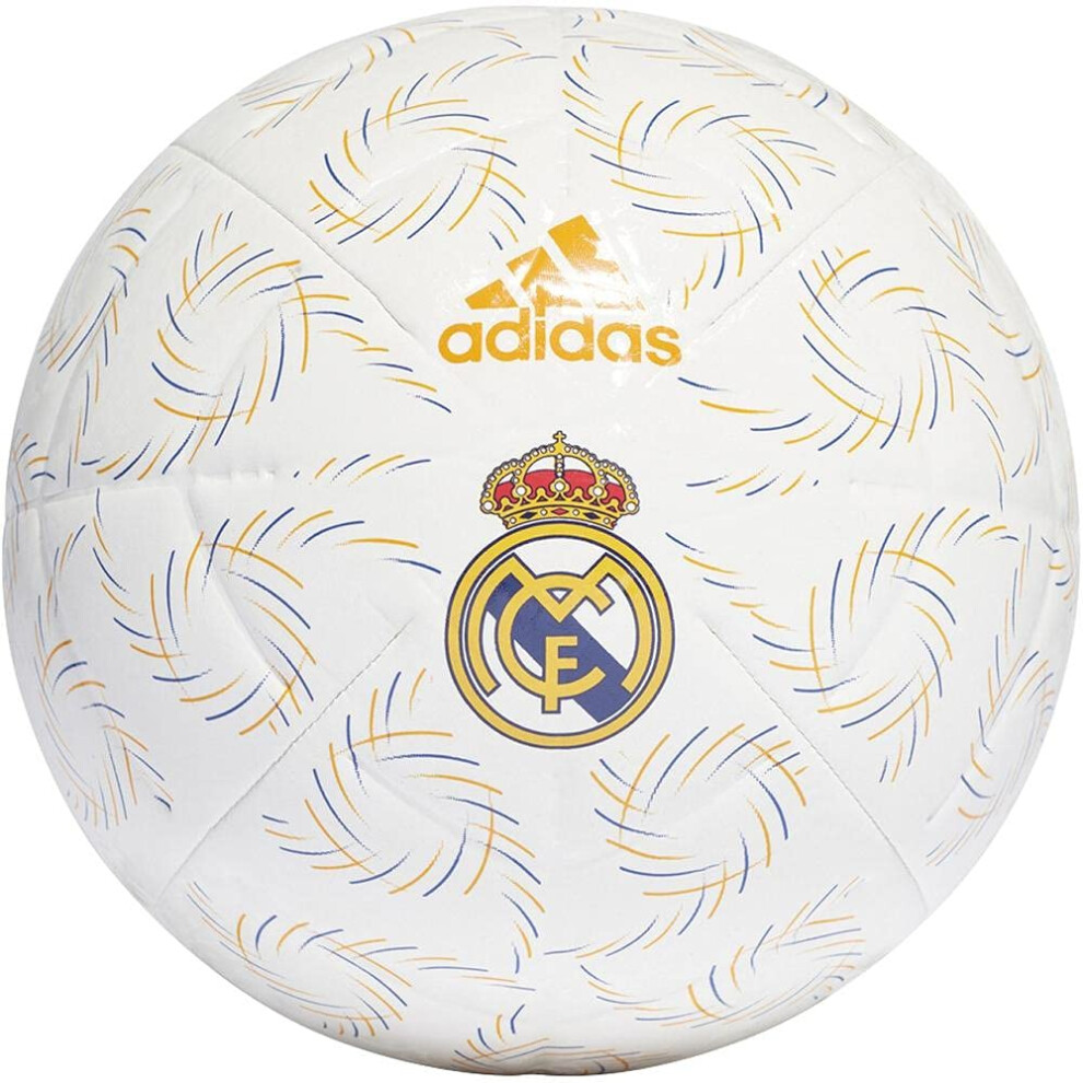 adidas unisex-adult RM Club Home Soccer Ball White/Blue/Lucky Orange/B