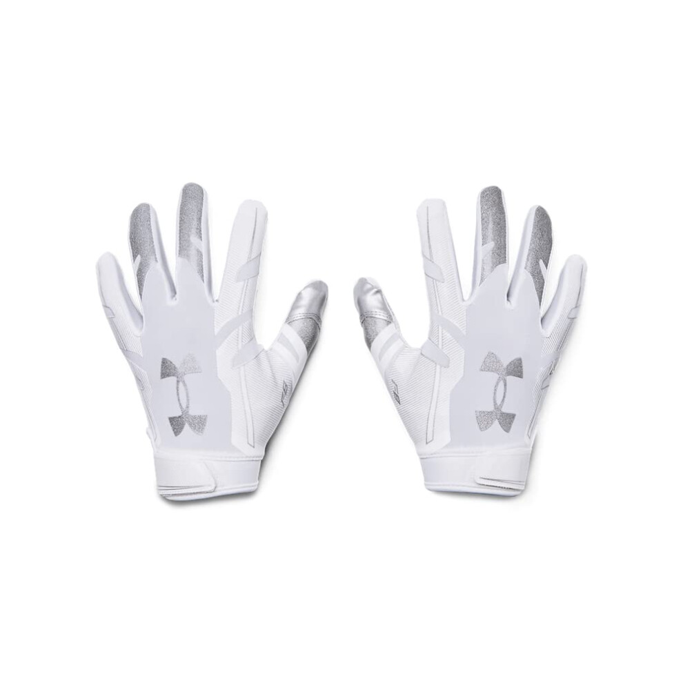 Under Armour boys Youth F8 Football Gloves   White (100)/Metallic Silv