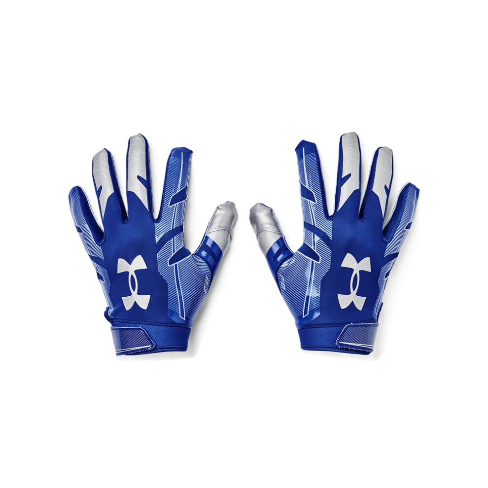 Under Armour boys Youth F8 Football Gloves   Royal (400)/Metallic Silv