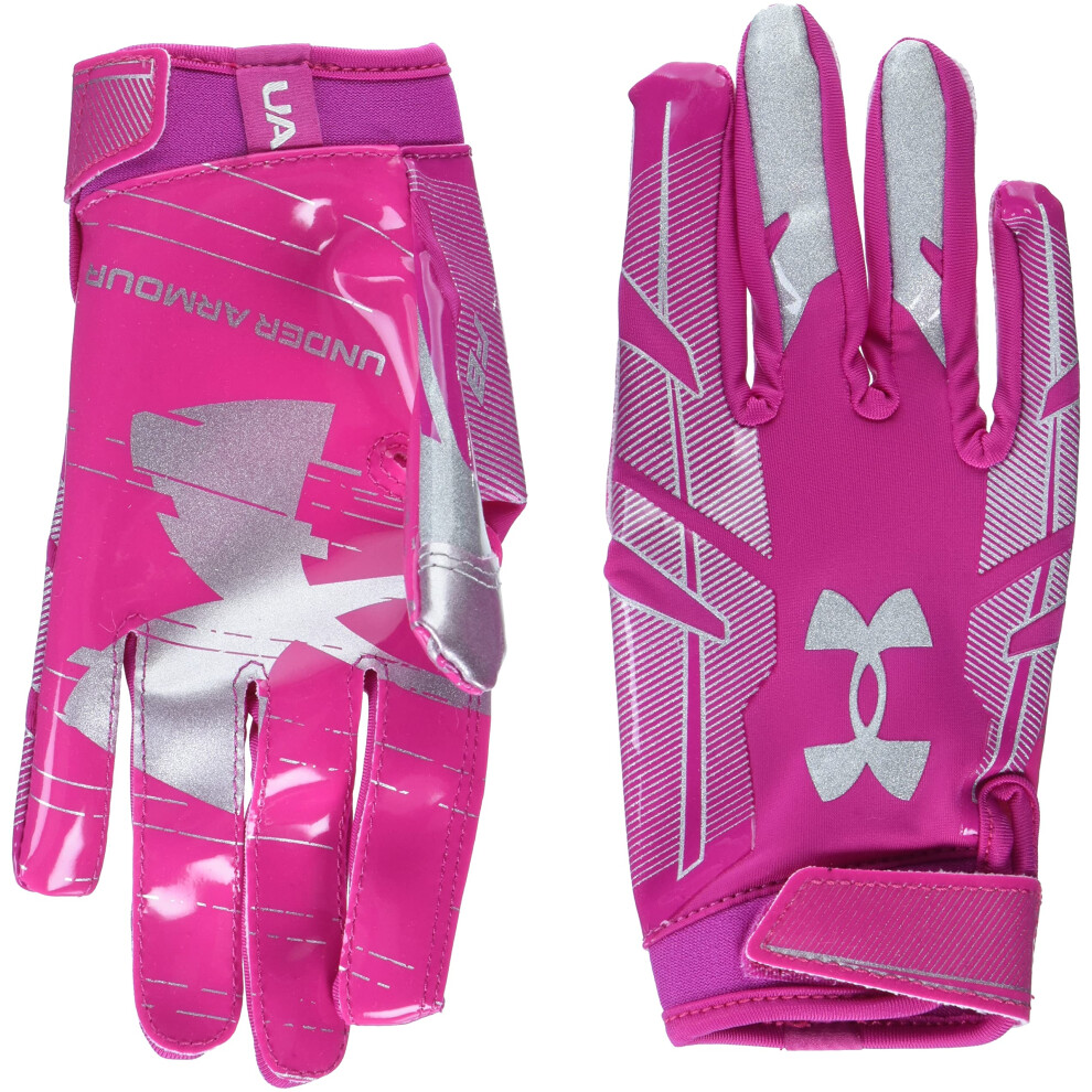 Under Armour boys Youth F8 Football Gloves   Tropic Pink (654)/Metalli