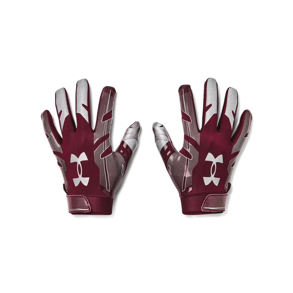 Under Armour Men's F8 Football Gloves   (609) / Maroon / Metallic Silv