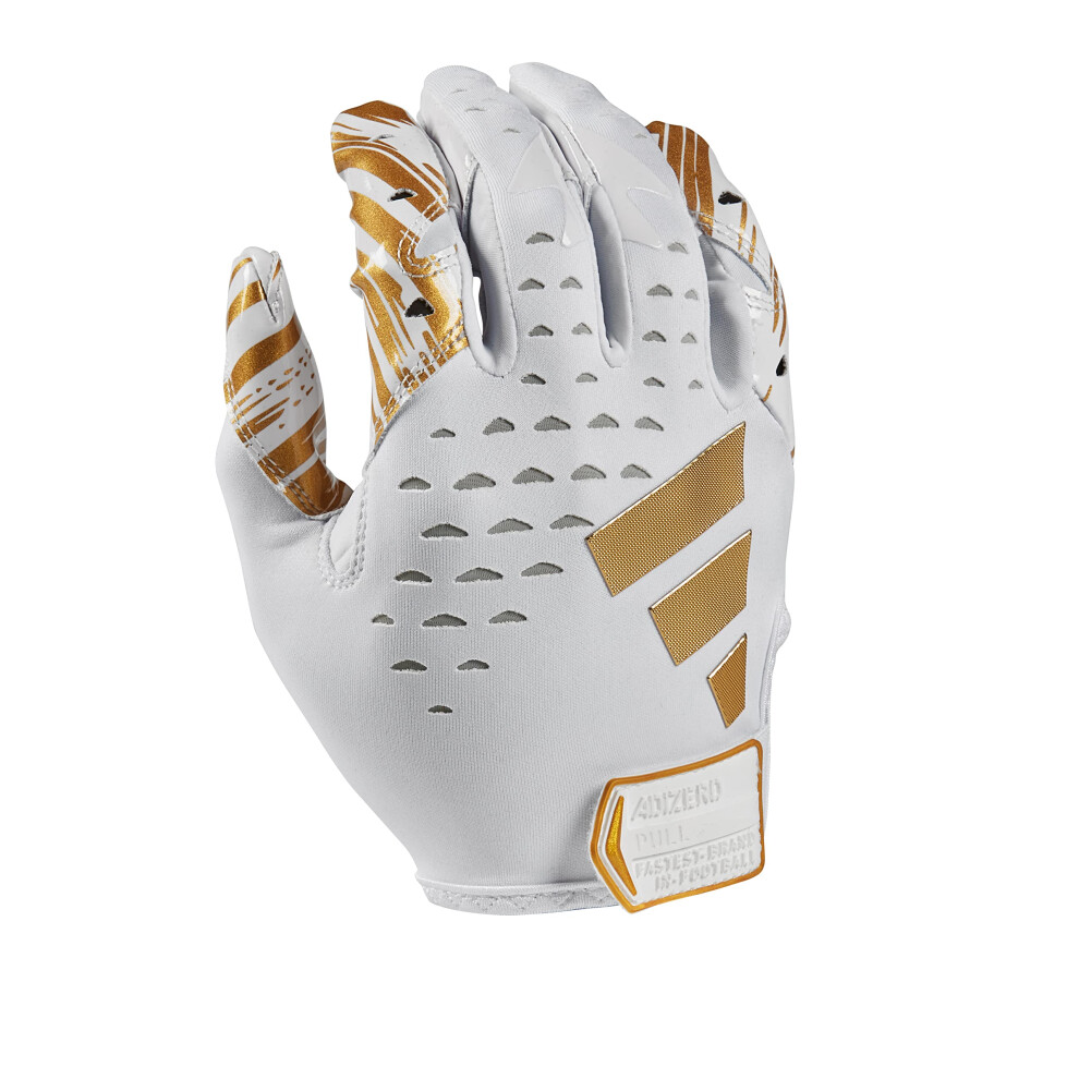 adidas Adizero 13 Football Receiver Gloves  White/Metallic Gold  Large