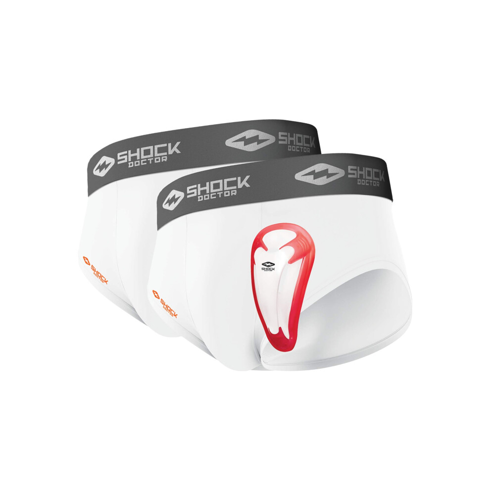 Shock Doctor Youth 2-Pack Briefs Underwear with BioFlex Cup Included.