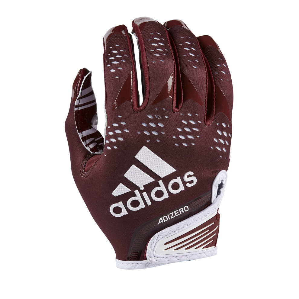 adidas Adizero 12 Adult Football Receiver Gloves  Maroon/White  Medium