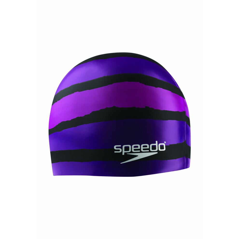 Speedo Silicone 'Flash Forward' Swim Cap  Black/Purple