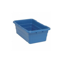 Cross Stack Tub 5.51 gallon kapacitet 100 pund. Viktkapacitet Inbyggt handtag greppar botten spår för korstackning 1/4 borrhålmönster på botten p