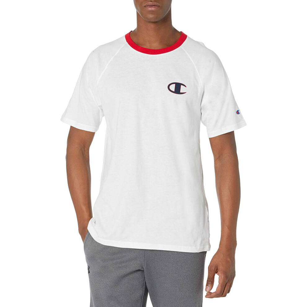 Champion Men's Athletics Sleep Knit Shirt  White with C Logo  Medium