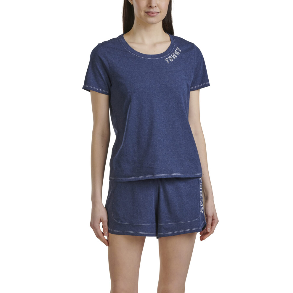 Tommy Hilfiger Women's Logo Sleeve T-Shirt and Drawstring Short Pajama