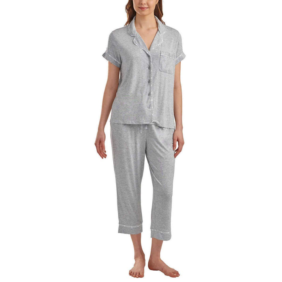 Tommy Hilfiger 2 Piece Notch Collar Pajama Set (Grey  XX-Large)