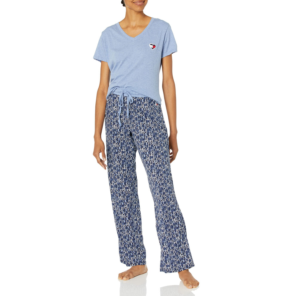 Tommy Hilfiger Women's Top and Logo Pant Lounge Bottom Pajama Set Pj