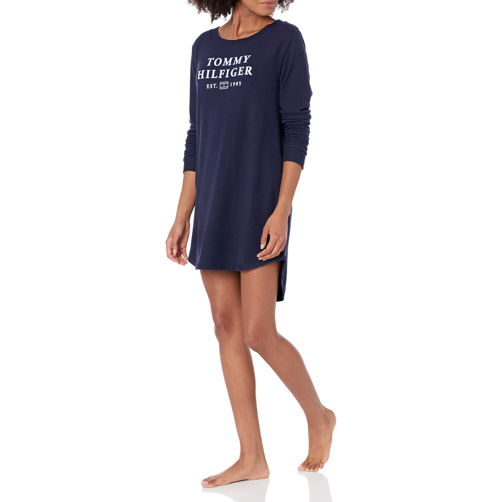 Tommy Hilfiger womens Long Sleeve Graphic Sleep Shirt Pajama Top  Peac