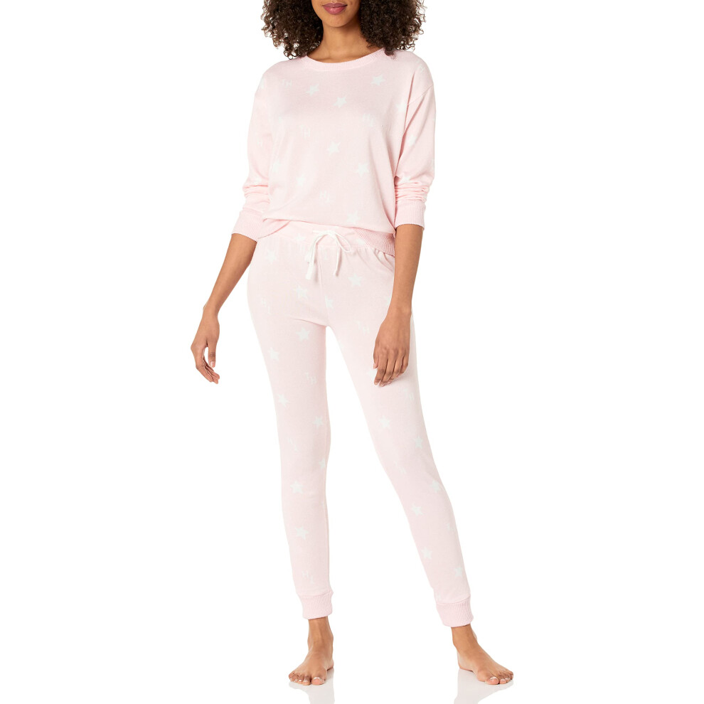 Tommy Hilfiger Women's Hacci Pullover and Jogger Sleep PJ Set  Blush S