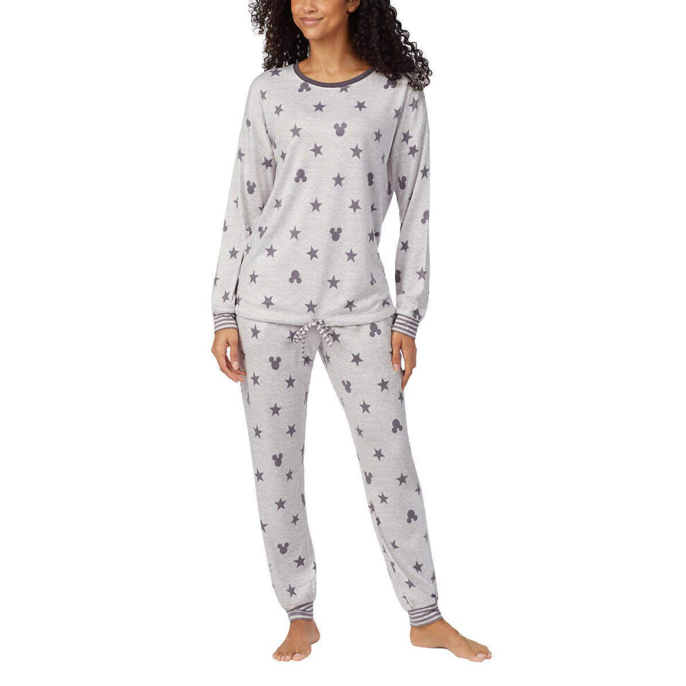 Disney Womens 2 Piece Cozy Pajama Set (Mickey Mouse  X-Large)