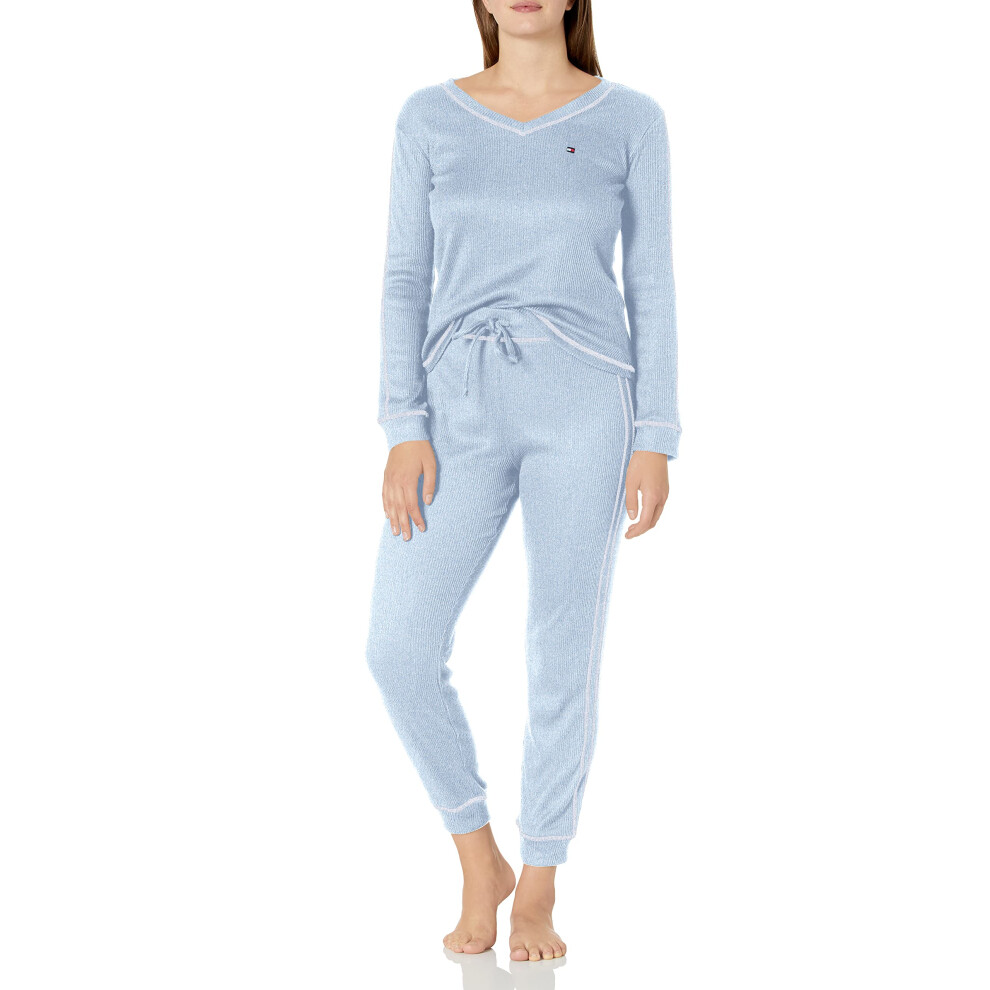 Tommy Hilfiger Women's Waffle-Knit Long Sleeve Jogger Pajama Set  Cham