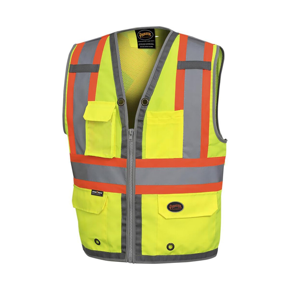 Pioneer Safety Vest for Men - Hi Vis Reflective Neon  Cool Mesh Back P