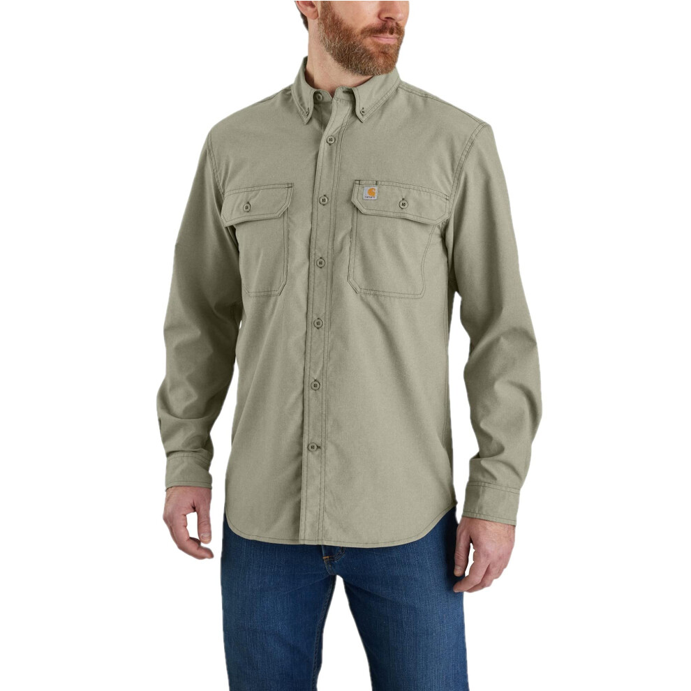 Carhartt Men's Force Relaxed Fit Lightweight Long-Sleeve Shirt  Burnt