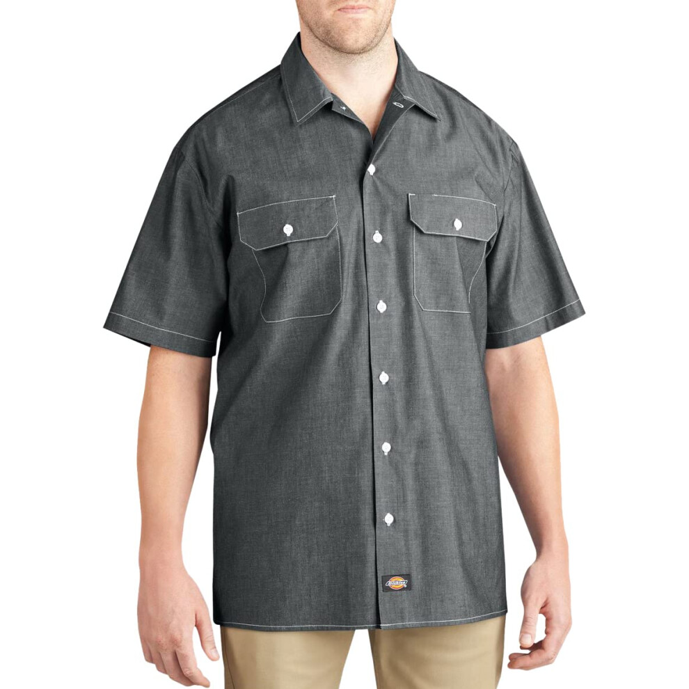 Dickies Men's Big Short Sleeve Shirt  Navy Chambray  XX-Large