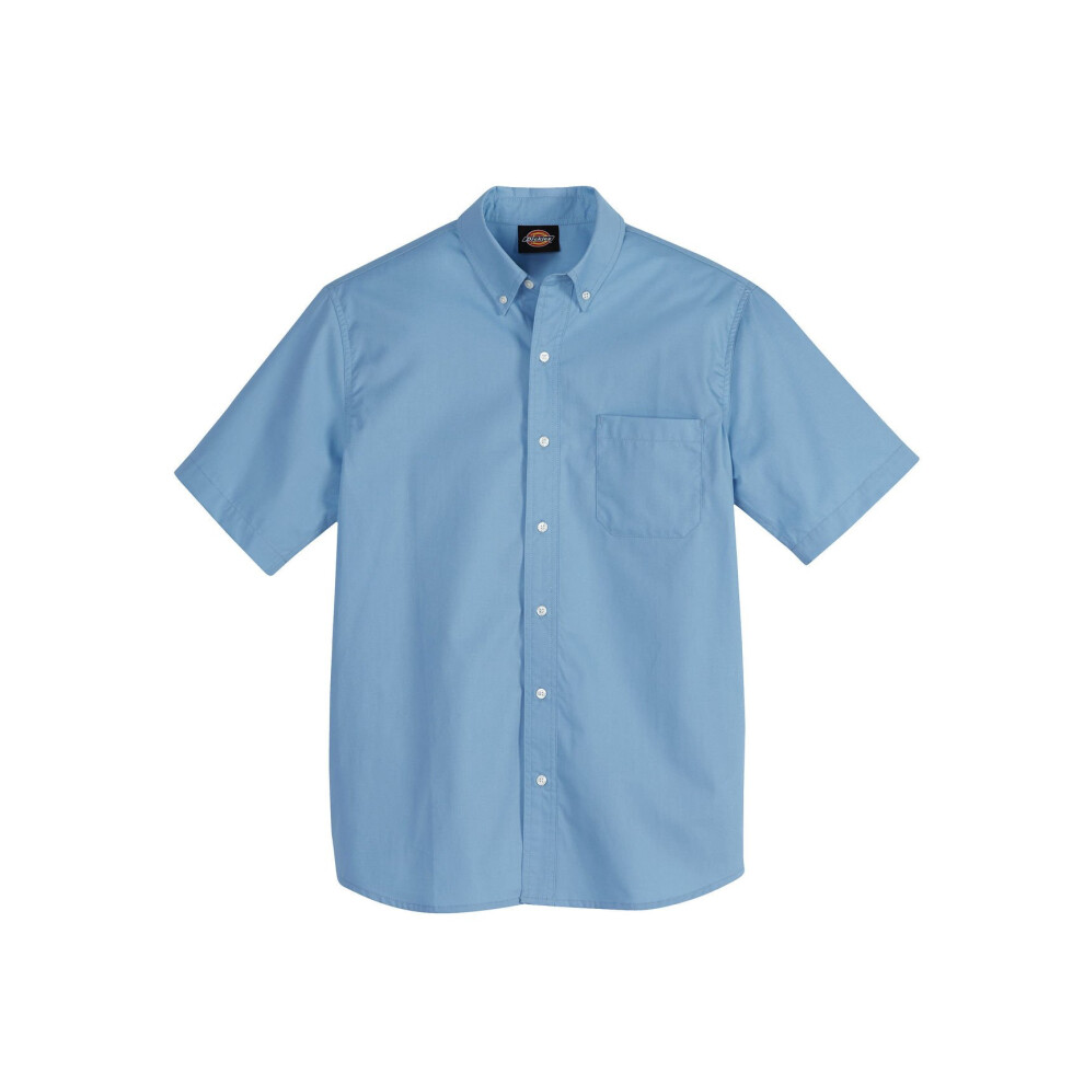 Dickies Men's Short Sleeve Poplin Shirt  Executive Light Blue  Large