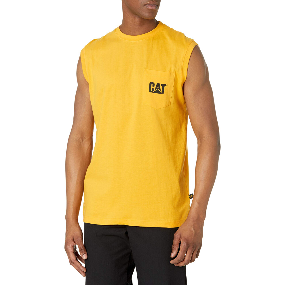 Caterpillar mens Trademark Sleeveless Pocket Tee work utility t shirts