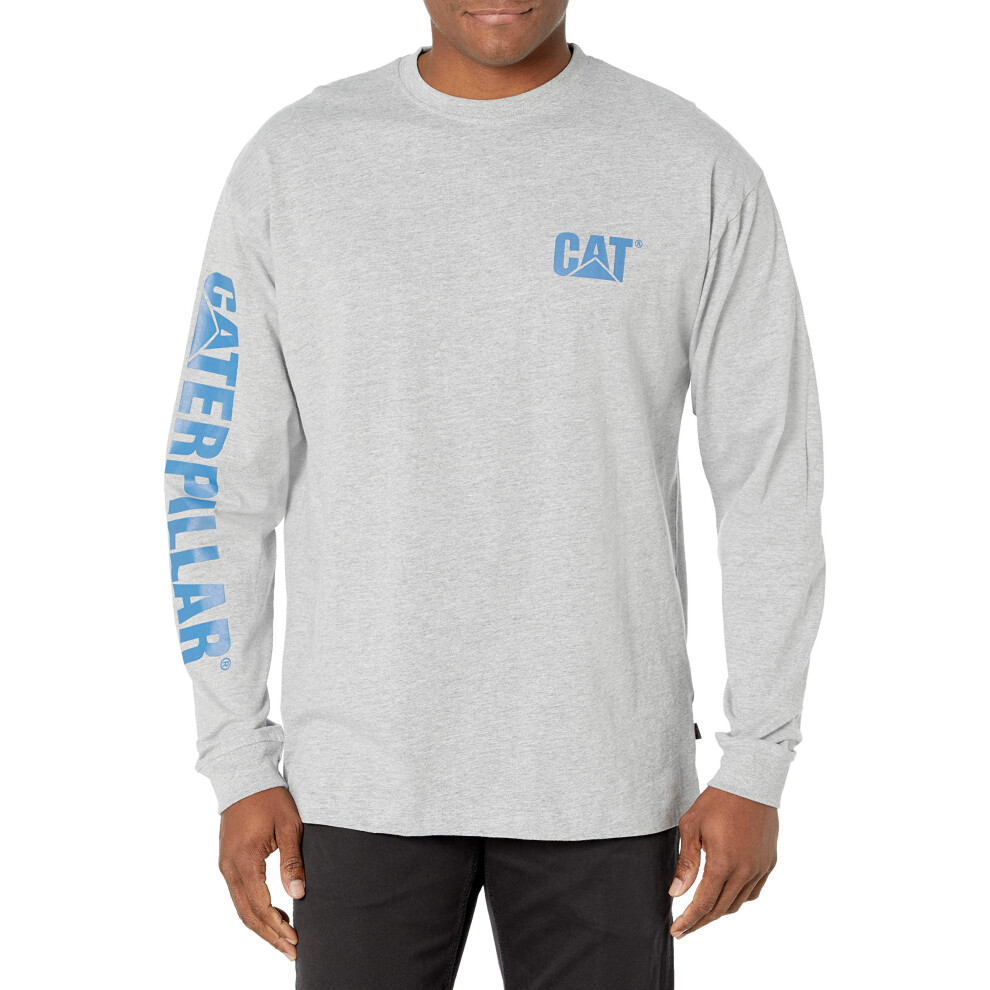 Caterpillar Men's Trademark Banner Long Sleeve Tee Shirts with Center