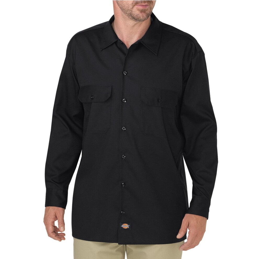 Dickies Men's Long Sleeve Flex Twill Work Shirt  Black  X-Large