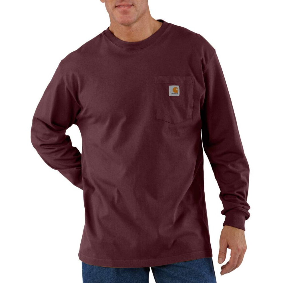 Carhartt Men's Loose Fit Heavyweight Long-Sleeve Pocket T-Shirt  Port